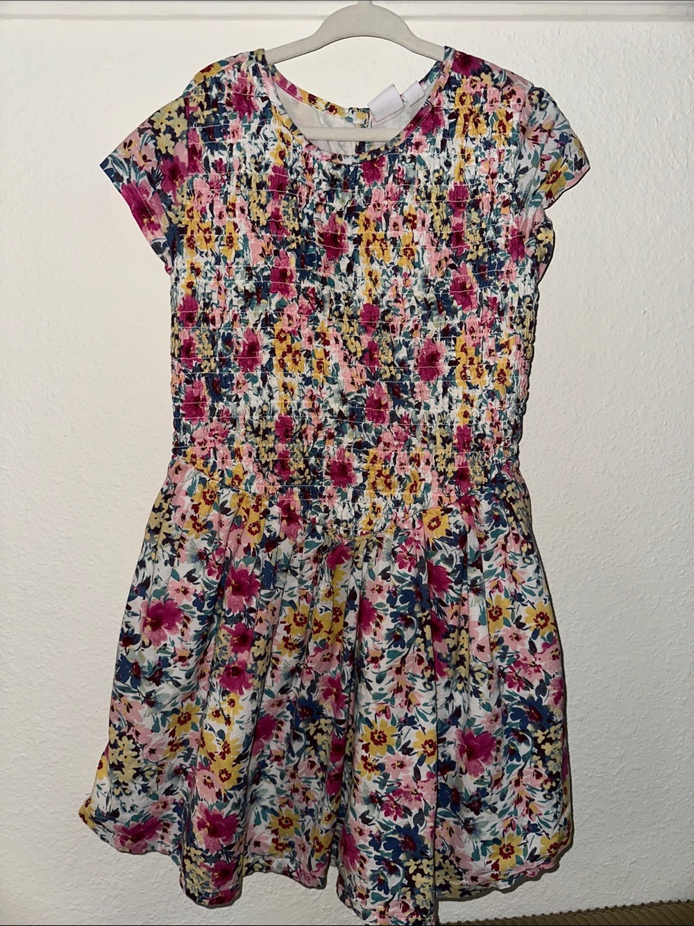 GAP Girls Floral Smocked Dress - Pink, Yellow, Blue